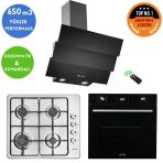 Eminçelik ve Afm Tech Markalı / Sef Emaye Inox Siyah Ankastre Set (31 220 + FM7700+CH 1455 Rc B60)