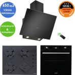Eminçelik ve Afm Tech Markalı / Softe Siyah Cam Ankastre Set ( FM7700 + FM-BD2200 + Ch 1460 Rc B60)