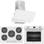 Eminçelik ve Afm Tech Markalı / Via 5 Gözlü 1'wok Beyaz Ankastre Set ( 22 386 + FM7701 + FM3301 )