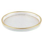 EminHome 1 Adet Rexy Yaldızlı Cam Pasta Tabak 16 cm