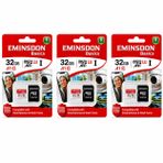 EMiNSDON 32GB 3 Adet Hafıza Kartı Mini Kamera Ev Araç Güvelik Kamerası Uyumlu Telefon Micro SD Class10