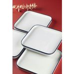 emir home shop 4 Adet Porselen Sunumluk Kare Tabak Yemek Servis Tabağı Ikramlık 22x22cm