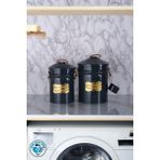 Emir Home Shop Galvaniz Lüx Metal 2'li Deterjan Kabı Kovası Ölçekli Çamaşır ve Bulaşık Deterjan Kutusu Deterjanlık Antrasit