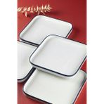 Emir Home Shop Porselen Sunumluk Kare Tabak Yemek Servis Tabağı İkramlık 22 x 22 4'lü