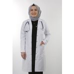 EMIR Kadın Beyaz Uzun Kollu 100 Cm Ceket Yaka Alpaka Öğretmen Doktor Eczacı Hemşire Önlüğü