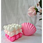 Emirdağ Kadın Kooperatifi Kalpli Buble Mum 2 Li Set - Pembe - Beyaz - 2 Adet