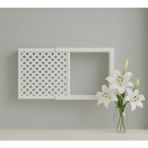 Emizey Trend Giyim Dekoratif Duvara Asılabilir Sigorta ve Modem-Wifi Saklama Kutusu 25X35 cm Derinlik 11 cm - Beyaz