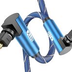 EMK 90 Derece - 90 Derece Optik Ses Kablosu, 360 Derece Dönebilen Ayarlanabilir Sağ Açılı Her İki Uçta Optik Kablo Ev Sineması, Ses çubuğu, TV, PS4, Xbox ve Daha Fazlası için (5 ft/1,5 m)