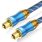 EMK Optik Ses Kablosu, Ses Kablosu Dijital Toslink Optik Kablosu S/PDIF Toslink [OPTİK] Playstation, Sound Bar, Ev Sineması, Surround Ses Sistemleri ile Uyumlu Konnektörler (6 ft, Mavi)