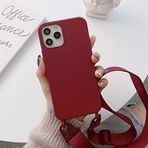 Emlivi iPhone 12 Pro Cep Telefonu Kılıfı Kılıfı, iPhone 12 Kolye Cep Telefonu Kılıfı Naylon Omuz Askısı Yumuşak Silikon TPU Kılıf Asmak için Kordonlu Koruyucu Kılıf Şık Bant Kılıf iPhone 12 için, Kırmızı
