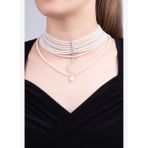 Emma 18 Ayar Beyaz Altın Kaplama 41 Cm Gümüş Choker Kolye