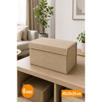 Emma Oliwia 6 Adet Bej Kapaklı Dolap İçi Düzenleyici, Katlanabilir Kıyafet Saklama Kutusu, Raf Düzenleyici Organizer Large 40x20x20cm