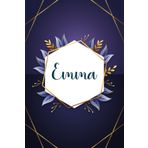 Emma: Taccuino personalizzato con il nome Emma | Regalo di compleanno per moglie, mamma, sorella, figlia ... | Foglie blu | 110 pagine a righe, Piccolo formato 6x9 pollici (15,24 x 22,86 cm)