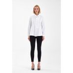 Emmas Clothing Basic Fırfır Detaylı Uzun Kollu Kadın Gömlek - 001-Beyaz - XL