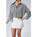 EMMAS CLOTHİNG Siyah Beyaz Çizgili Oversize Kadın Gömlek