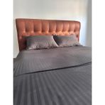 Emn Vizyon Tekstil %100 Pamuk Çizgili Saten Çift Kişilik Nevresim Takımı-Emnvizyontekstil - Antrasit - 160 x 200 cm