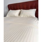 Emn Vizyon Tekstil %100 Pamuk Çizgili Saten Çift Kişilik Nevresim Takımı-Emnvizyontekstil - Cappucino - 160 x 200 cm