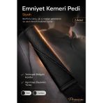 Emniyet Kemeri Kılıfı 2 Adet Deri Carbon Yumuşak Dolgulu Boyun Konfor Emniyet Kemer Pedi - X2