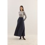 Emnora Ekose Kloş Etek Lacivert - L - XL