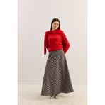Emnora Ekose Kloş Etek Vizon - L - XL