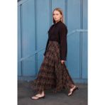 Emnora Piliseli Şifon Etek Ekose