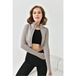 Emny Kadın Crop Spor Ceket - XS - Ekru