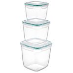 Emofom (3'LÜ SET) Fresh Box 1100 - 2000 - 3600 ml Hava Geçirmez & Sıvı Sızdırmaz Saklama Kabı Lunch Box