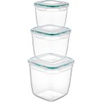 Emofom (3'lü Set) Fresh Box Toplam 6700 ml Hava Geçirmez & Sıvı Sızdırmaz Saklama Kabı Lunch Box - Şeffaf