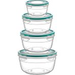 Emofom (4'lü Set) Fresh Box (200 - 500 - 800 - 1500 ml) Hava Geçirmez & Sıvı Sızdırmaz Saklama Kabı - Şeffaf