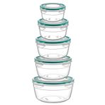 Emofom (5'li Set) Fresh Box 200 - 500 - 800 - 1500 - 2300 Ml Hava Geçirmez & Sıvı Sızdırmaz Saklama Kabı