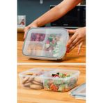 Emofom Fresh Box Bölmeli Yemek Saklama Kabı 1900 ml Sızdırmaz Beslenme Kabı (26 x 18,5 x 7 cm) - Şeffaf - 1,9 lt