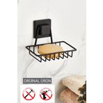 Emofom Güçlü Yapışkanlı Mat Siyah Metal Sabunluk