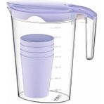 Emofom Pınar Sofra Sürahisi 2000 ml + 4 Bardak Plastik Ölçülü Sürahi Set - 2 lt - Şeffaf