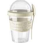 Emofom Take'n Go 600 ml Kapaklı ve Kaşıklı Yoğurt Kabı & Beslenme Kabı & Lunch Box - Krem