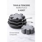 EMORFOHOME Kalın Tencere, Tava Borcam Koruyucu Çizdirmez Elyaf Keçe 6'lı Set 30x30 Cm Tava Koruyucu Çizdirmez