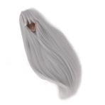 Emoshayoga Bebek Peruk, Rahat 1/4 Yumuşak Yüksek Sıcaklık İpek DIY Bebek Isıya Dayanıklı Uzun Düz Peruk Düz Patlama Ile Baş Çevresi Için 18.5-21 Cm (Gümüş Gri Beyaz)