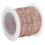 Emoshayoga D I Y O Zincir DIY Takı Aksesuarları 10 metre Çapraz O Düz Zincir Makara Bilezik Kolye Genişletici için, Gül Altın, 2.2x1.8x0.3mm