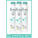 Emotion Aqua Kiss Kadın Alüminyumsuz Vegan Deodorant 3x200 Ml Hızlı Kurur, Leke Bırakmaz