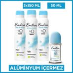 Emotion Ocean Fresh Kadın Alüminyumsuz Vegan Deodorant 3x150 Ml & Ocean Fresh Roll On 50 Ml - 450 ml