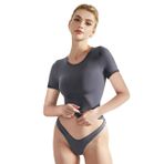 EMOTTOS Kadın Basic kısa tişört, rahat Y2K Crop Top kollu, Slim Fit çift astarlı tişört, yuvarlak yakalı, modaya uygun Skinny Y2K tişört, Gri, S