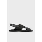 Emporio Armani% 100 Deri Jakarlı Çapraz Bantlı Sandalet Erkek SANDALET EM004323 AF25617 MC012