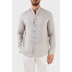 Emporio Armani % 100 Keten Regular Fit Bant Yaka Uzun Kollu Gömlek Erkek Gömlek D41SMG D10F9 600 - 2XL - Gri