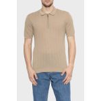 Emporio Armani % 100 Pamuk Relaxed Fit Fermuarlı Polo Yaka Kazak Erkek Polo Yaka Kazak EM004305 AF23761 U1145 - Bej - XL