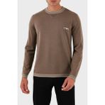 Emporio Armani % 100 Yün Regular Fit Bisiklet Yaka Logolu Kazak Erkek Kazak EM003387 AF14697 U6189 - Bej - 2XL