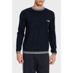 Emporio Armani % 100 Yün Regular Fit Bisiklet Yaka Logolu Kazak Erkek Kazak EM003387 AF14697 UB118 - Lacivert