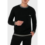 Emporio Armani % 100 Yün Regular Fit Bisiklet Yaka Logolu Kazak Erkek Kazak EM003387 AF14697 UC001 - Siyah