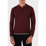 Emporio Armani % 100 Yün Regular Fit Yarım Fermuarlı Polo Yaka Kazak Erkek Kazak EM001512 AF14158 U5086 - Bordo - S