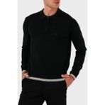 Emporio Armani % 100 Yün Regular Fit Yarım Fermuarlı Polo Yaka Kazak Erkek Kazak EM001512 AF14158 UC001 - Siyah - 3XL