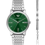 Emporio Armani AR80087SET Erkek Kol Saati ve Bileklik Seti - Metalik Gri