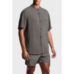 Emporio Armani Çizgili Regular Fit Kısa Kollu Gömlek Erkek Gömlek EM005144 AF20445 F1039 - Siyah - Bej